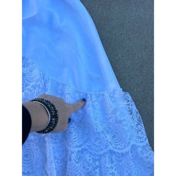 Vint. 80s Gone With The Wind Southern Belle Lace Ruffles White Purple Prom Dress - Picture 14 of 15